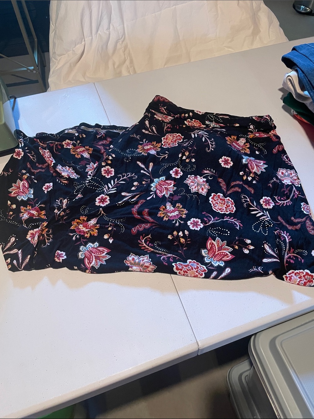 Maurices Black Floral Maxi Skirt with Red and Pink Blooms